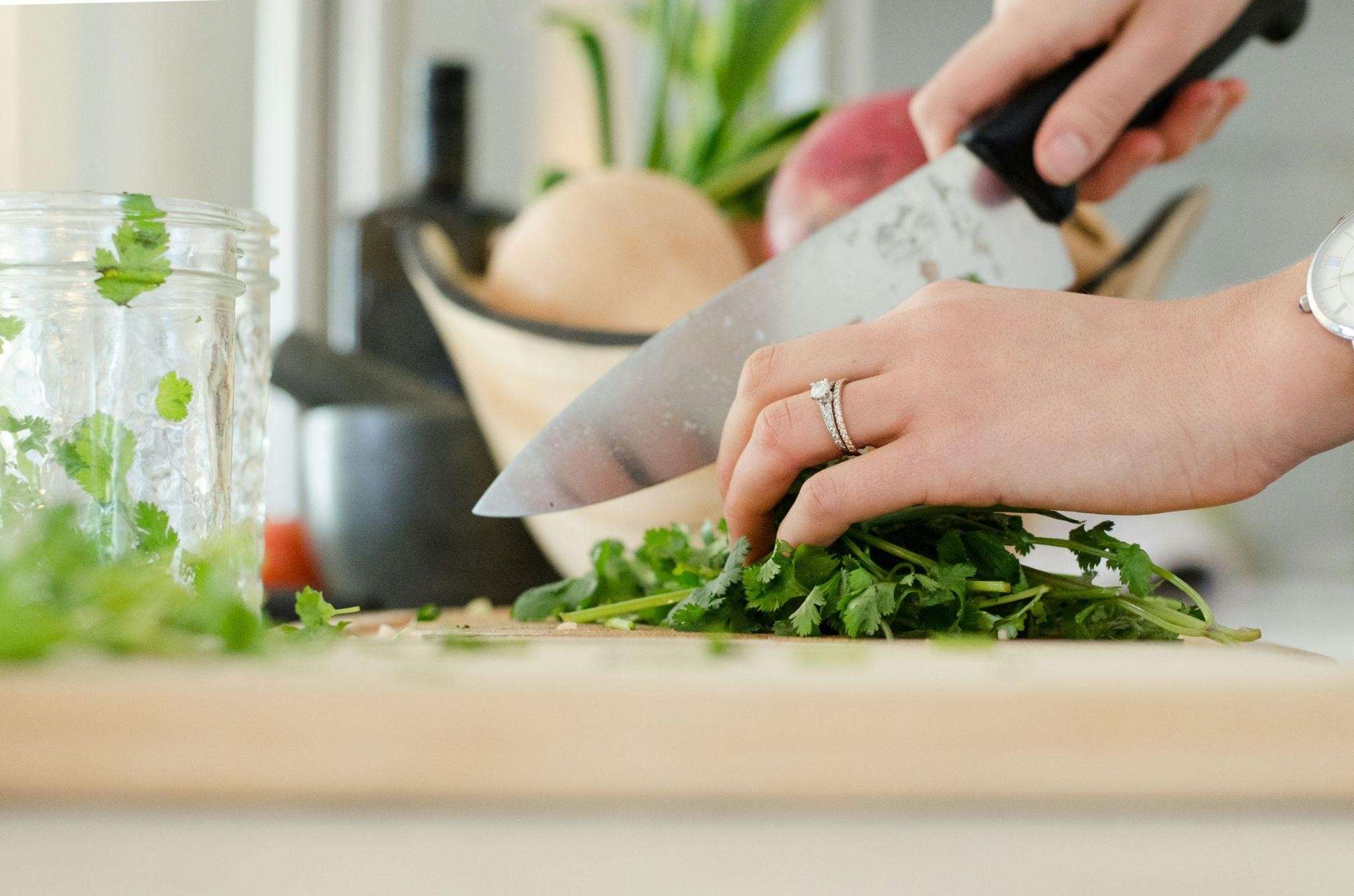 Chopping herbs for Chinese medicine